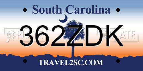 362ZDK South Carolina License Plate