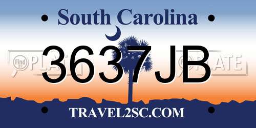 3637JB South Carolina License Plate