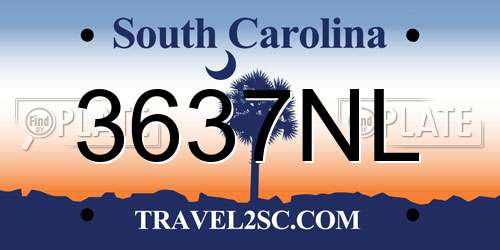 3637NL South Carolina License Plate