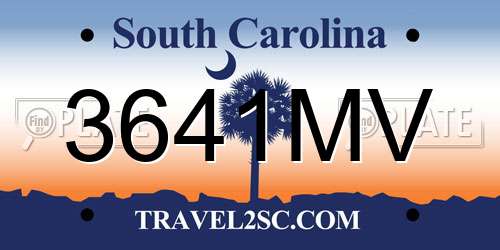 3641MV South Carolina License Plate