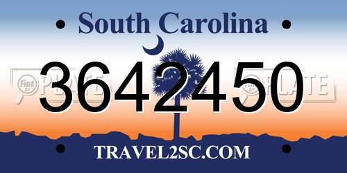 3642450 South Carolina License Plate