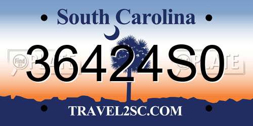 36424S0 South Carolina License Plate