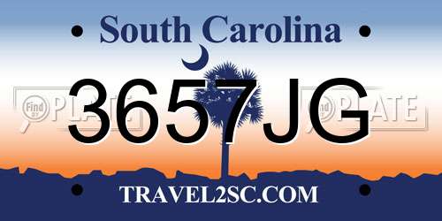 3657JG South Carolina License Plate