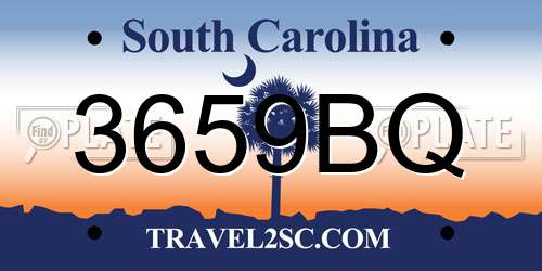 3659BQ South Carolina License Plate