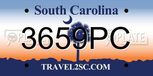 3659PC South Carolina License Plate
