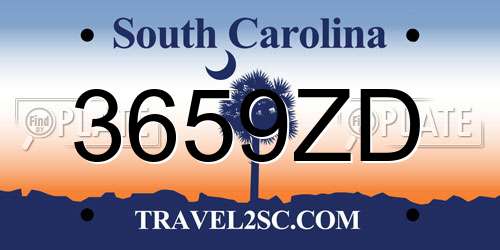 3659ZD South Carolina License Plate
