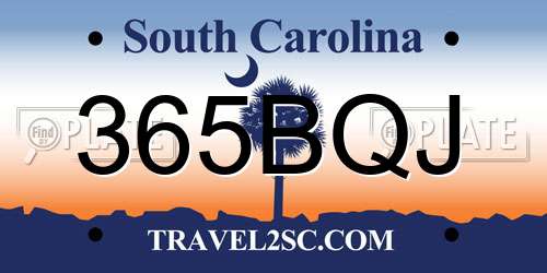 365BQJ South Carolina License Plate