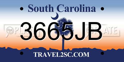 3665JB South Carolina License Plate