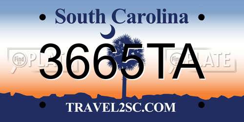 3665TA South Carolina License Plate