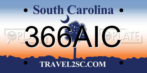 366AIC South Carolina License Plate
