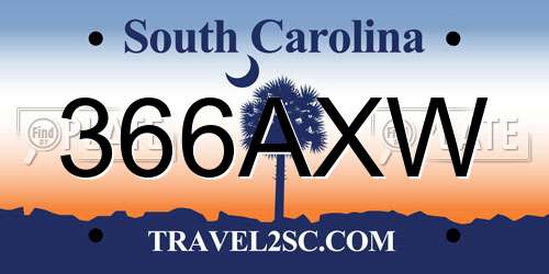 366AXW South Carolina License Plate