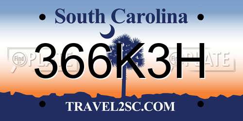 366K3H South Carolina License Plate