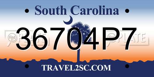 36704P7 South Carolina License Plate