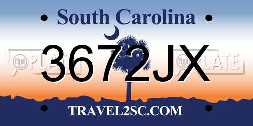3672JX South Carolina License Plate