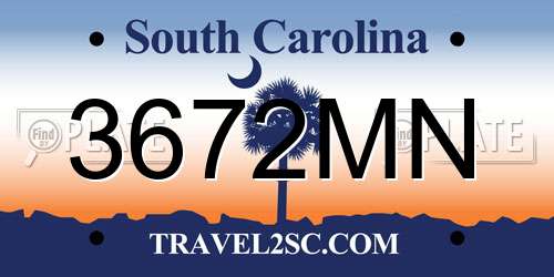 3672MN South Carolina License Plate
