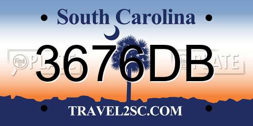 3676DB South Carolina License Plate