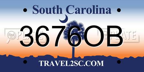 3676OB South Carolina License Plate