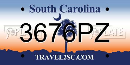 3676PZ South Carolina License Plate