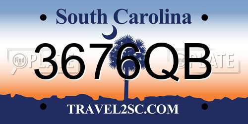 3676QB South Carolina License Plate