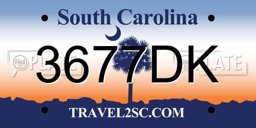 3677DK South Carolina License Plate