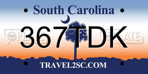367TDK South Carolina License Plate