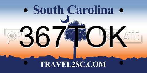 367TOK South Carolina License Plate