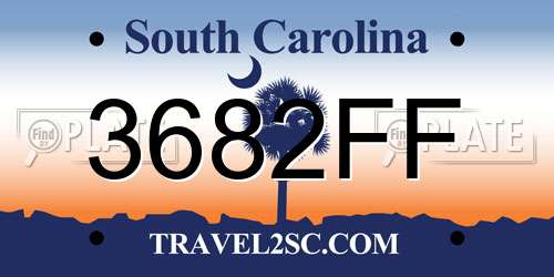 3682FF South Carolina License Plate
