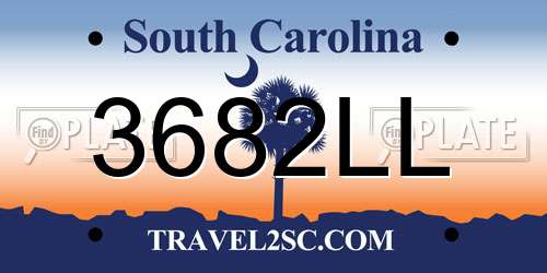 3682LL South Carolina License Plate