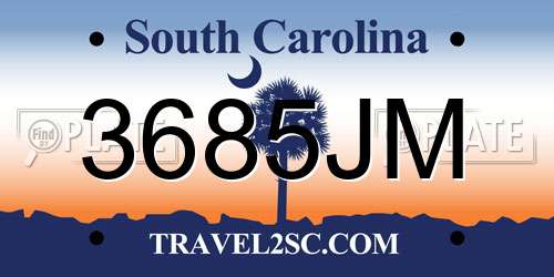 3685JM South Carolina License Plate