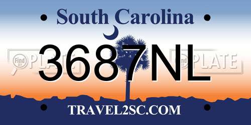 3687NL South Carolina License Plate