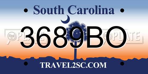 3689BO South Carolina License Plate