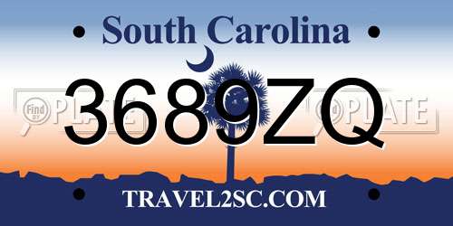 3689ZQ South Carolina License Plate