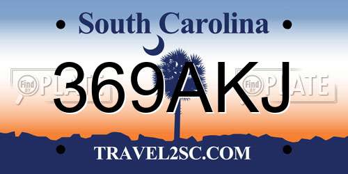 369AKJ South Carolina License Plate