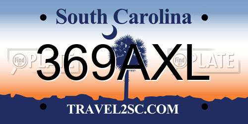 369AXL South Carolina License Plate