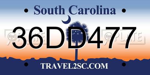 36DD477 South Carolina License Plate