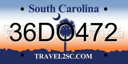 36DO472 South Carolina License Plate