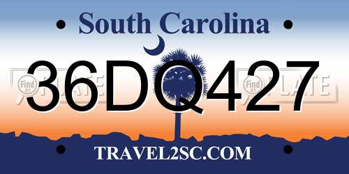 36DQ427 South Carolina License Plate