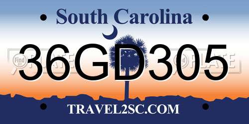 36GD305 South Carolina License Plate