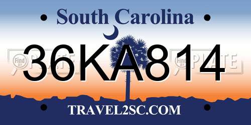 36KA814 South Carolina License Plate