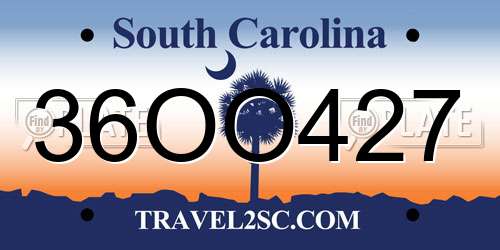 36OO427 South Carolina License Plate