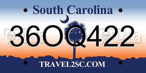 36OQ422 South Carolina License Plate