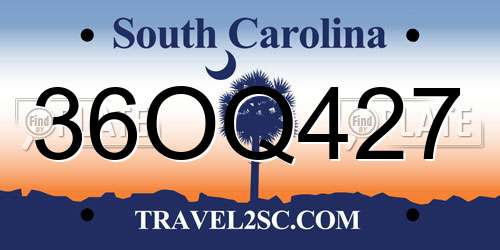 36OQ427 South Carolina License Plate