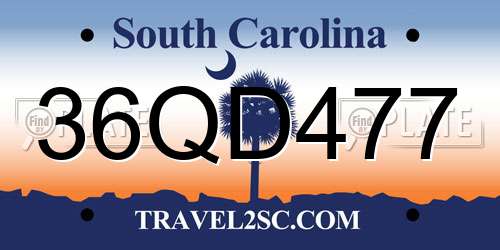 36QD477 South Carolina License Plate
