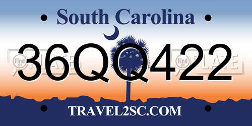 36QQ422 South Carolina License Plate