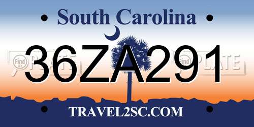 36ZA291 South Carolina License Plate