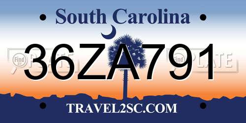 36ZA791 South Carolina License Plate