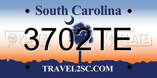 3702TE South Carolina License Plate