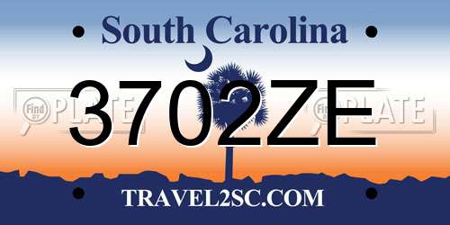 3702ZE South Carolina License Plate