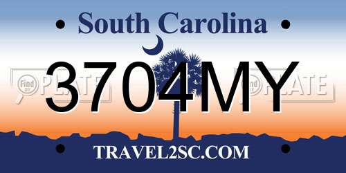 3704MY South Carolina License Plate