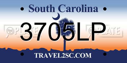 3705LP South Carolina License Plate